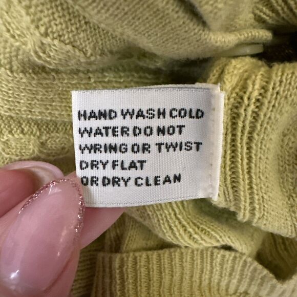 Vintage Belford Womans Yelllow Cable Knit Cardigan Sweater Medium Cotton Classic - Picture 8 of 8